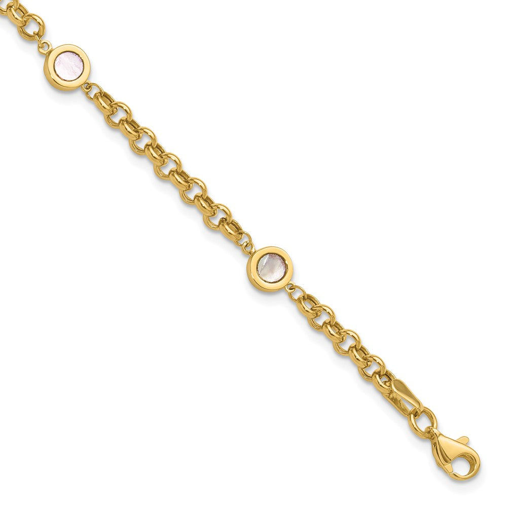 Leslie’s 14K Polished Mother of Pearl Link Bracelet