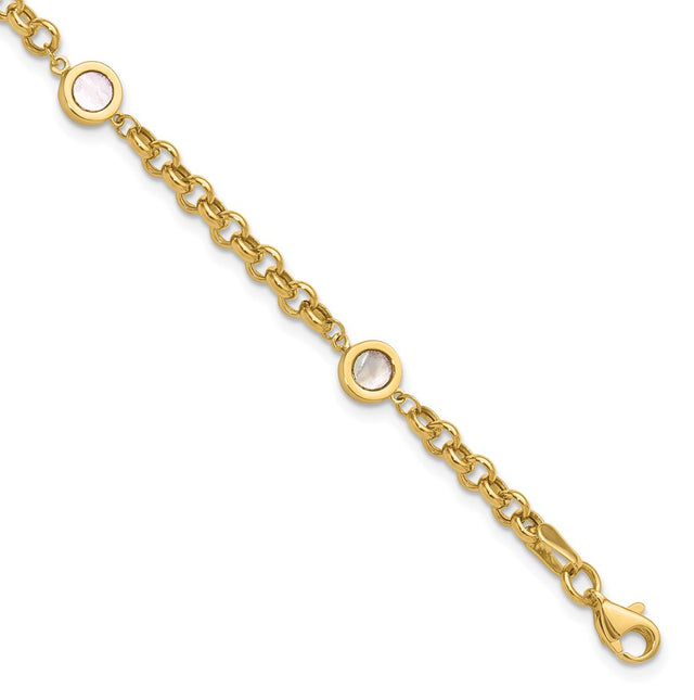 Leslie’s 14K Polished Mother of Pearl Link Bracelet