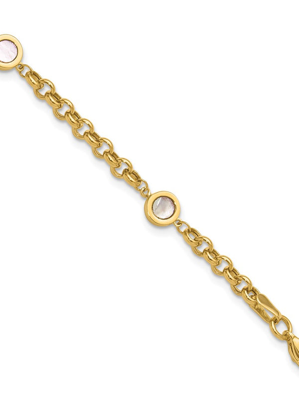 Leslie’s 14K Polished Mother of Pearl Link Bracelet
