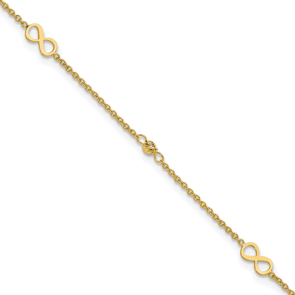 Leslie’s 14K Polished/Diamond-cut Infinity 9in Plus 1in ext. Anklet