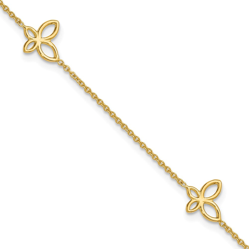 Leslie’s 14K Polished Butterfly Station 9in Plus 1in ext. Anklet