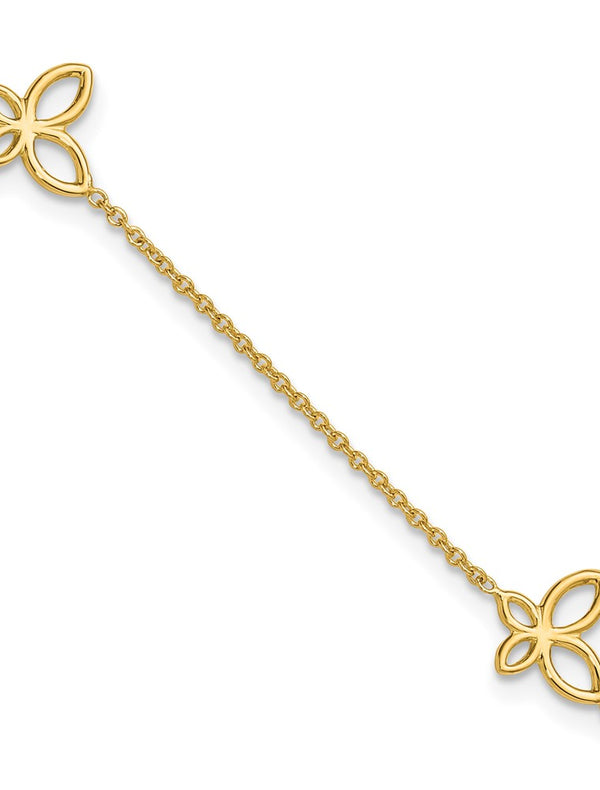Leslie’s 14K Polished Butterfly Station 9in Plus 1in ext. Anklet