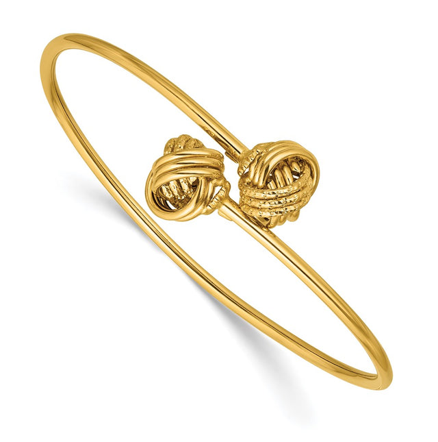 Leslie’s 14K Polished and Love Knot Flexible Bangle