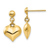 Pendientes Colgantes de Corazón Hinchado Pulido de Oro de 14k