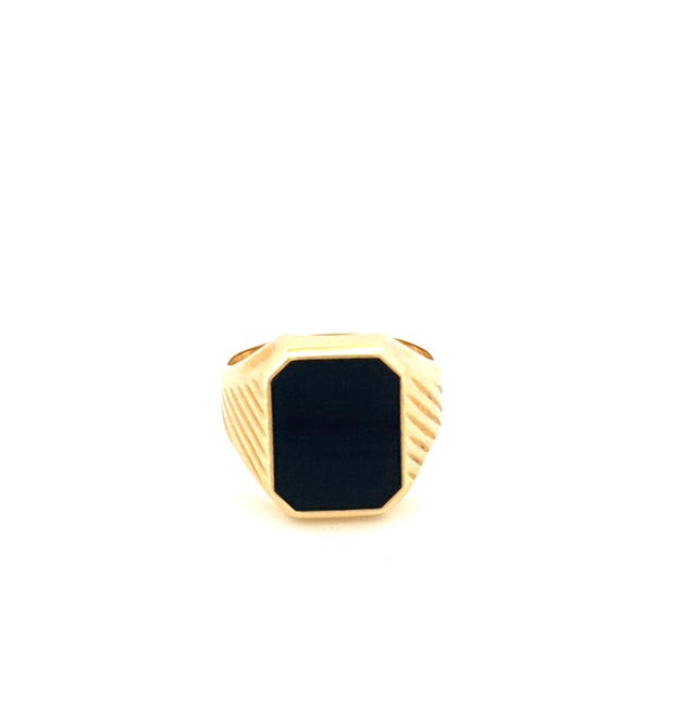 Anillo para hombre de oro amarillo de 14k con ónix negro, talla 10, peso 7.0 gr