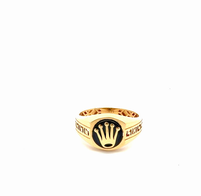 14K Yellow Gold Fancy Ring With Crown  Size 10 1/2