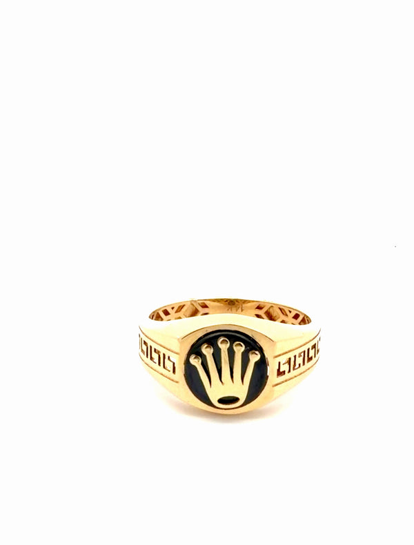 14K Yellow Gold Fancy Ring With Crown  Size 10 1/2