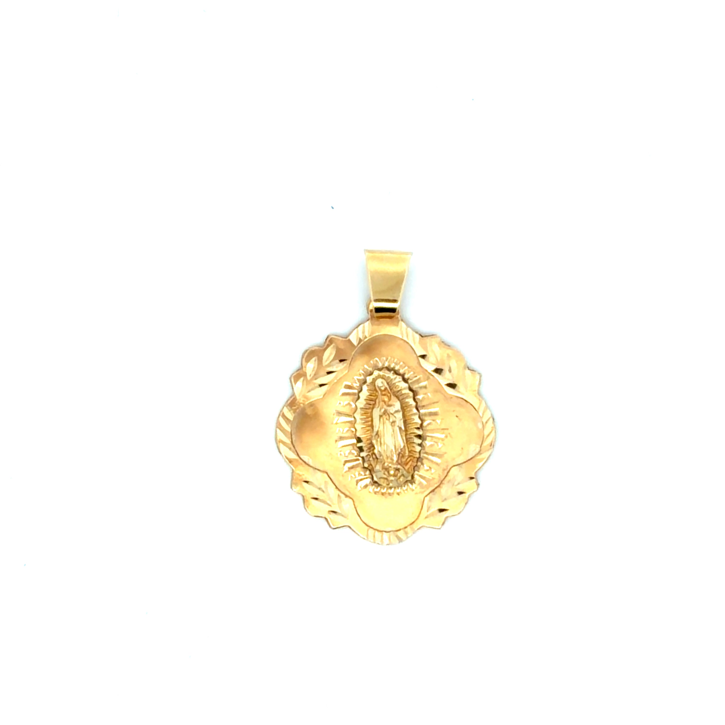 14k Yellow Gold Virgin of Guadalupe Pendant With Diamond Cut  Weight 6.9 gr