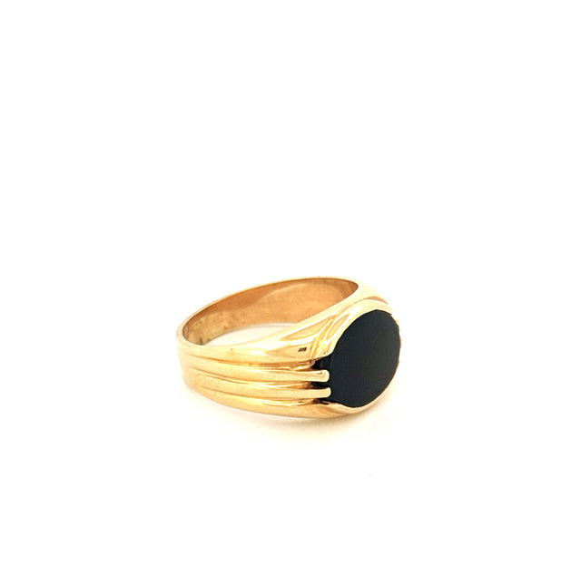 Anillo de hombre de oro amarillo de 14k con ónix, talla 10, peso 7.7 g
