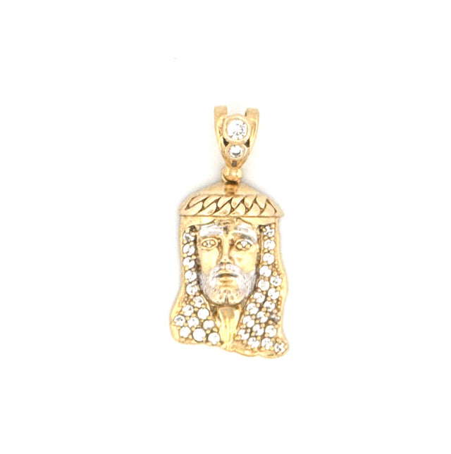 10K Yellow Gold Jesus Christ Face Pendant With Cz  Weight 3.3 GR