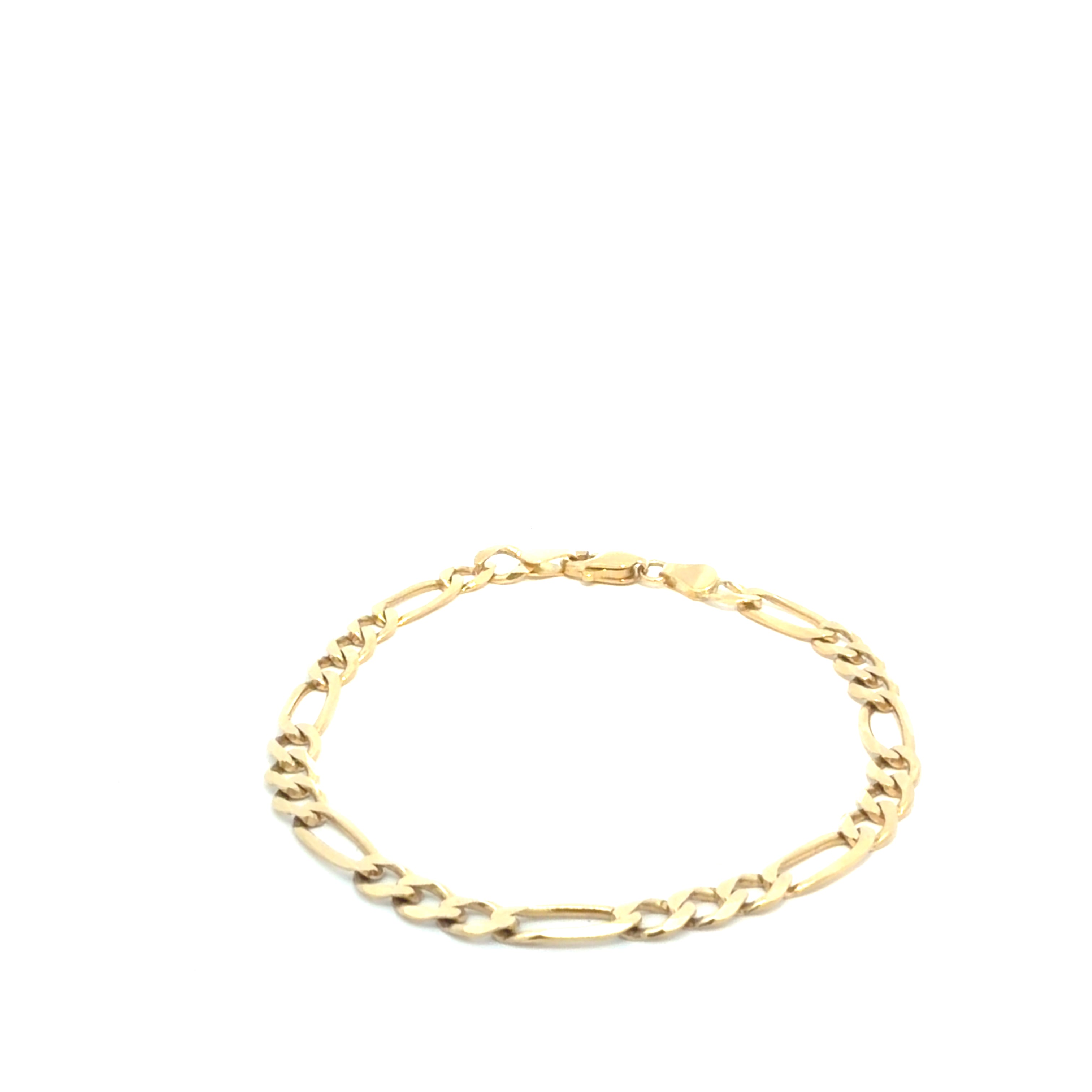 14k Yellow Gold Figaro Bracelet Size 7" Weight 5.3 gr