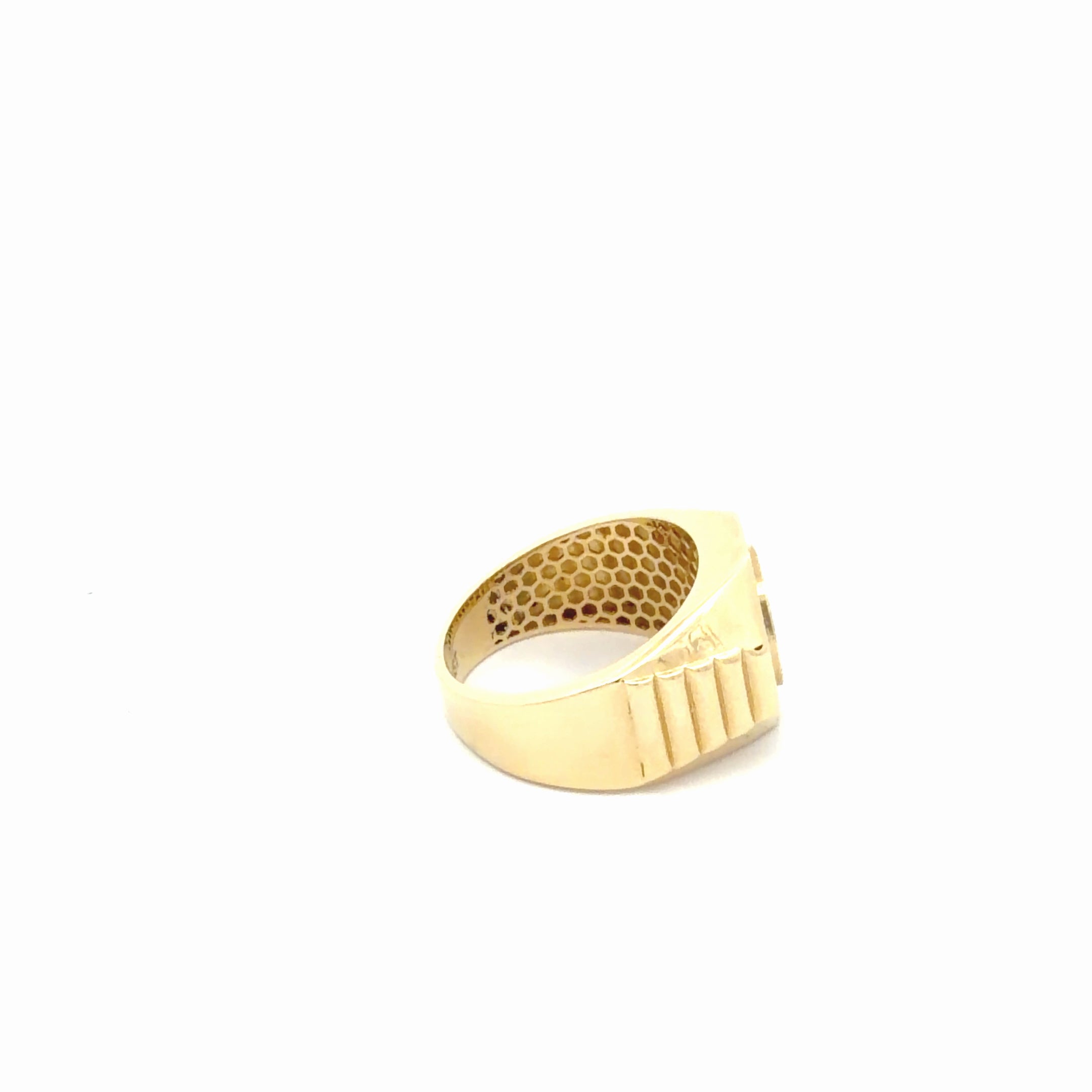 14k Yellow Gold Men's Fancy Ring  Size 10" Weight 6.4gr