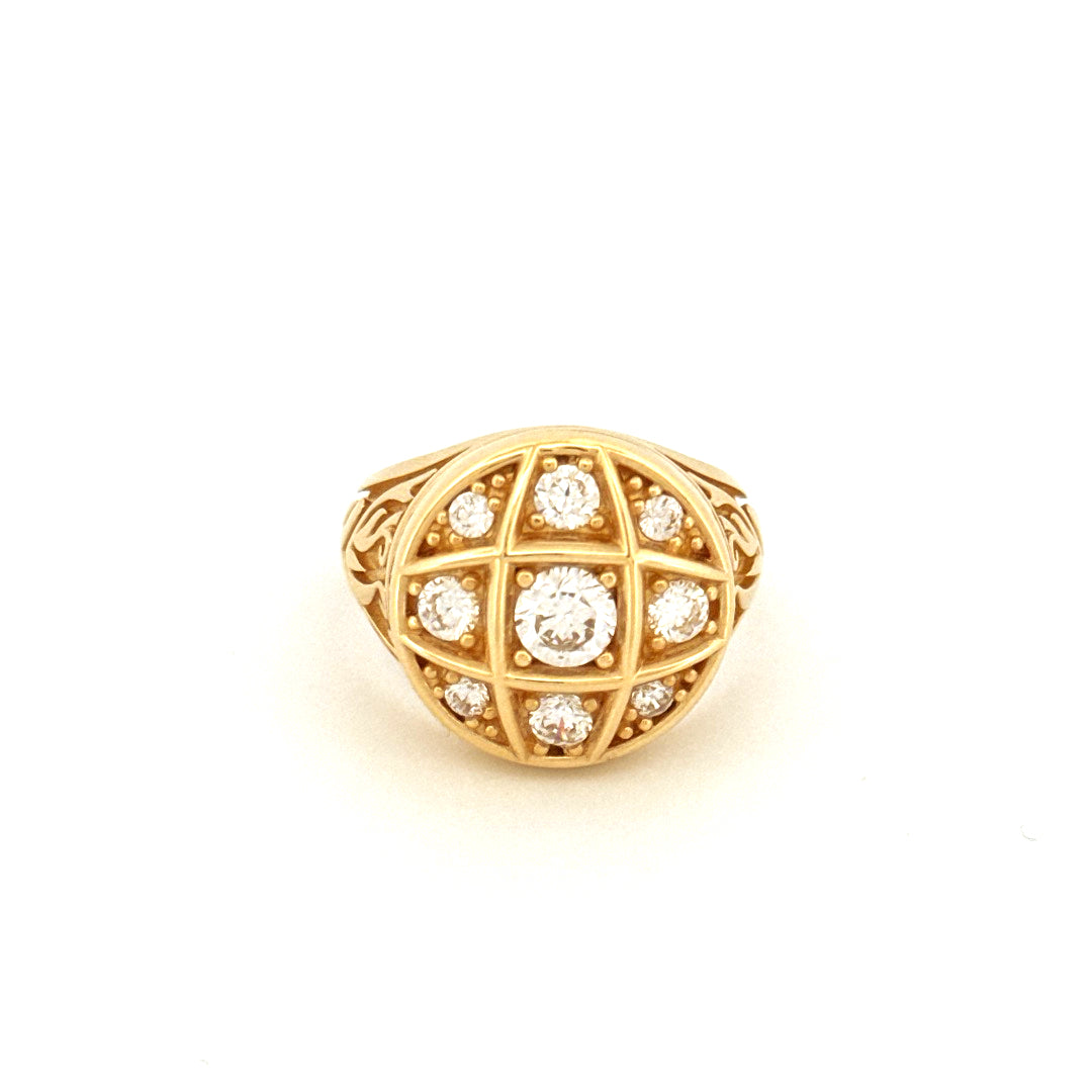 Anillo de hombre de moda de oro amarillo de 14K con circonita cúbica talla 11 peso 14.4 gr