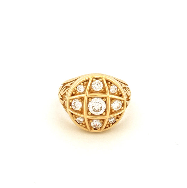 Anillo de hombre de moda de oro amarillo de 14K con circonita cúbica talla 11 peso 14.4 gr