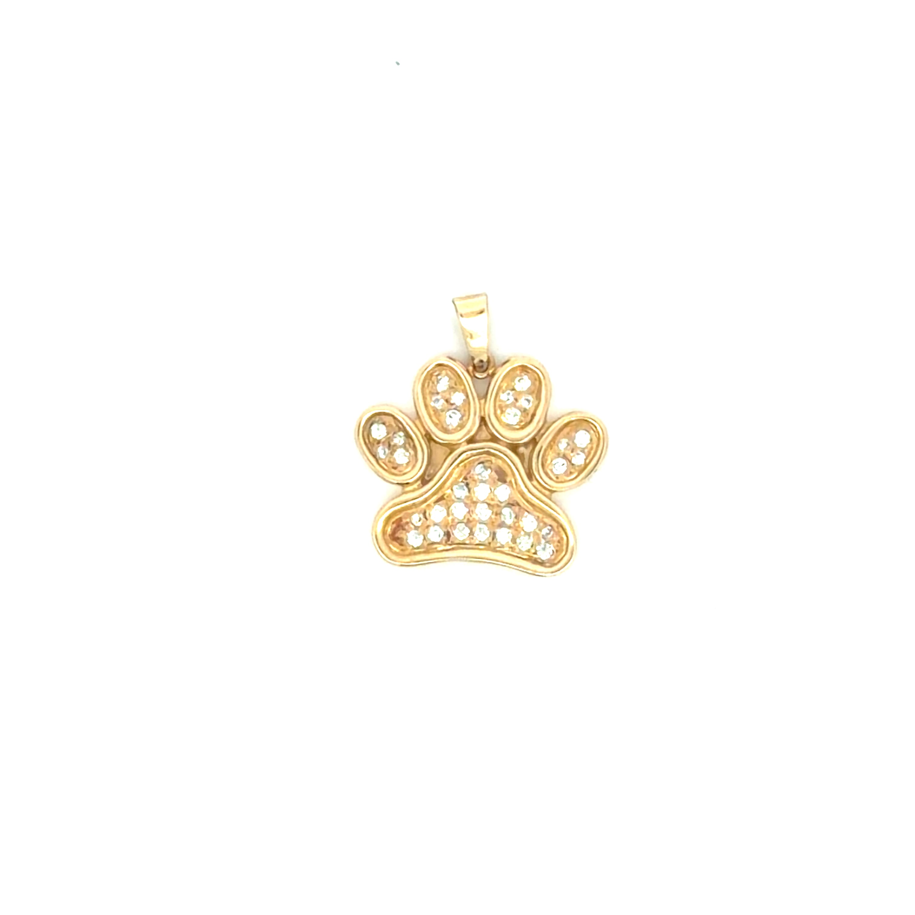 14k Yellow Gold Dog Paw Fancy Pendant Weight 7.3gr