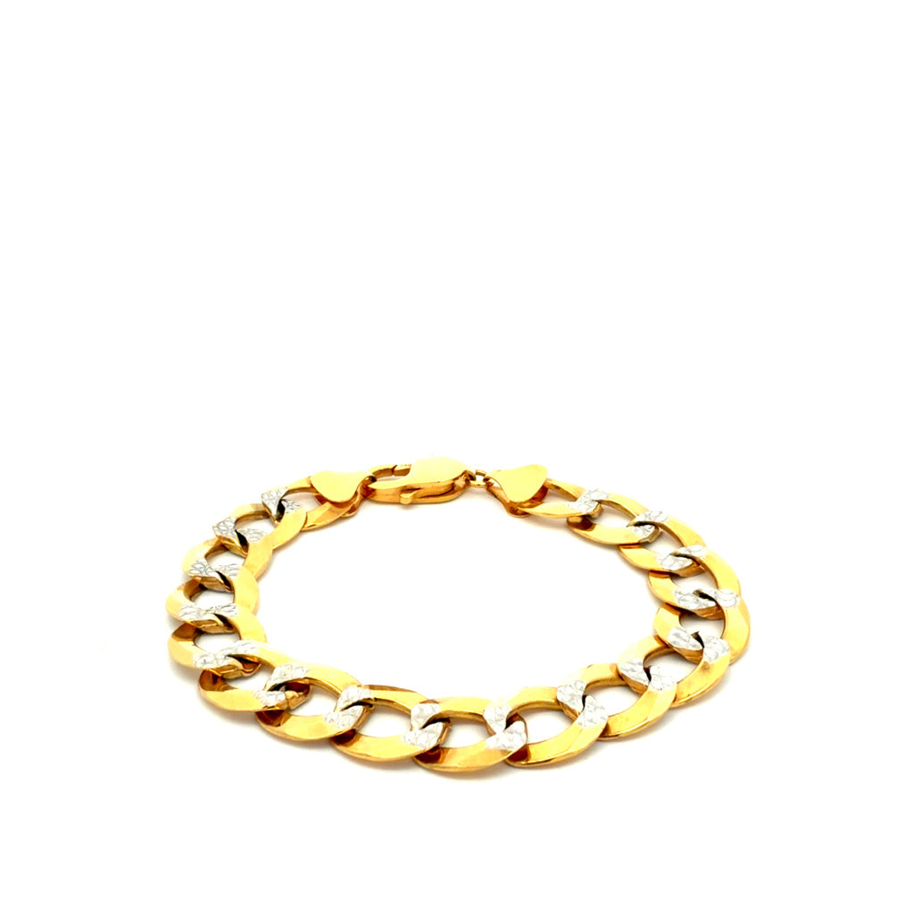 14k Two-Tone Gold Curb Link Bracelet Size 8"  Weight 29.2 gr
