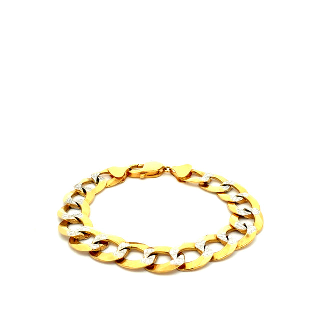 14k Two-Tone Gold Curb Link Bracelet Size 8