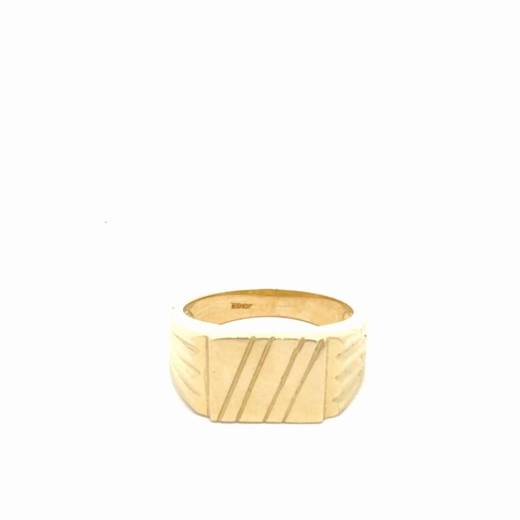 10K Yellow Gold Fancy Men Ring  9 1/2" 6.1GR