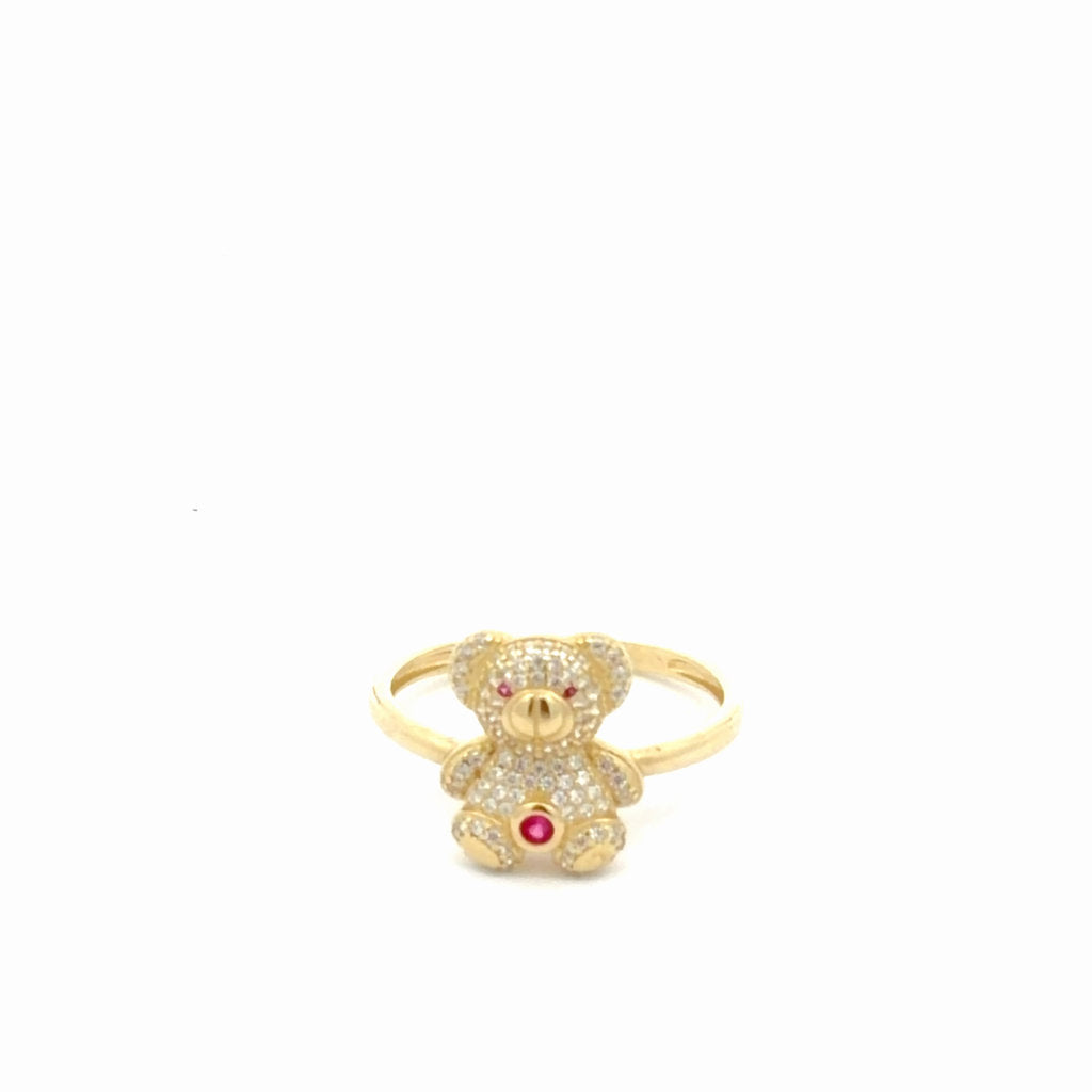 10K Yellow Gold Fancy Ring With Bear  /CZ 8 1/2" 2.2GR