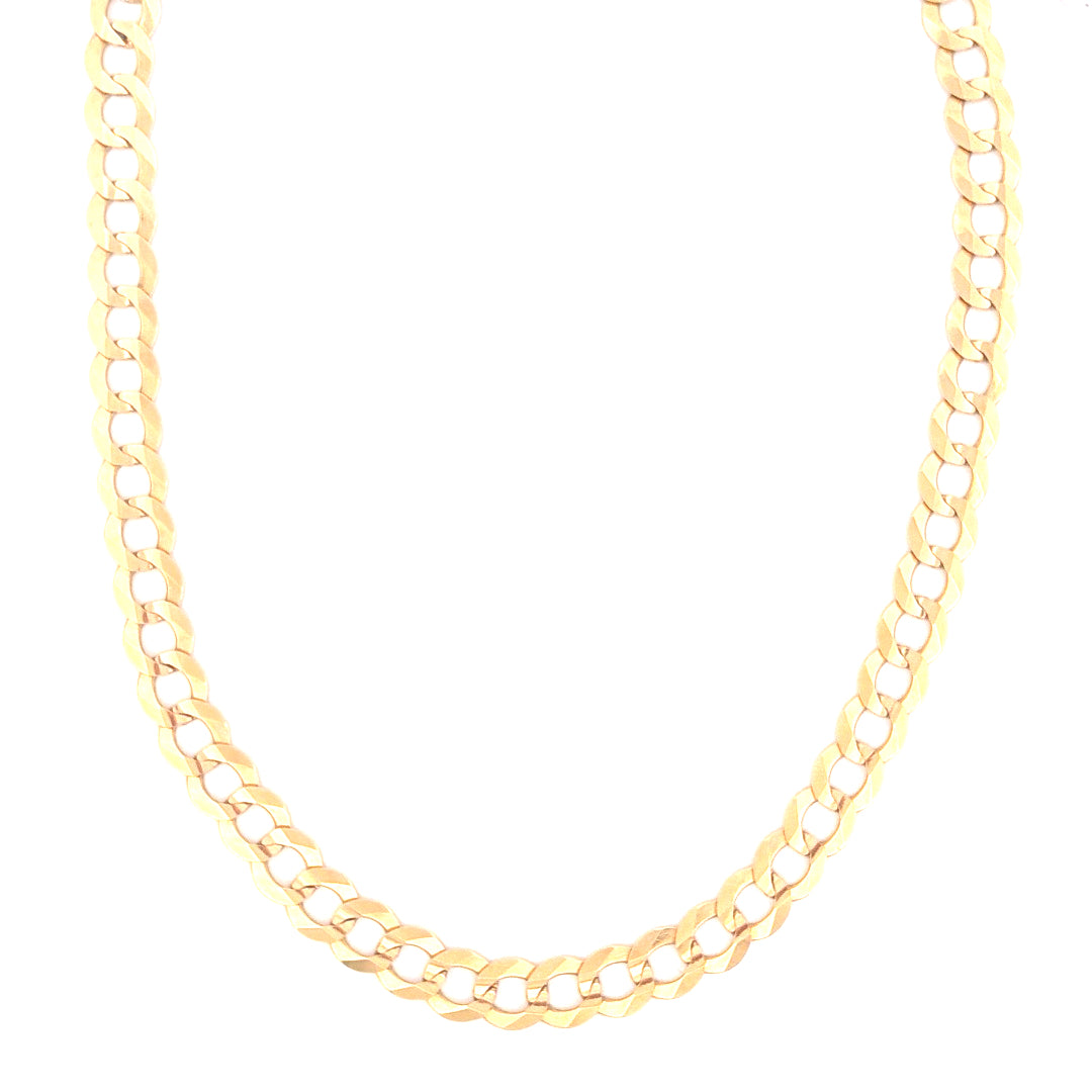 Cadena de oro amarillo de 14K, estilo Curb, tamaño 24, peso 36.8 gr