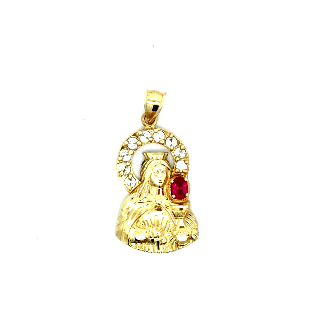 10K Yellow Gold Saint Barbra Pendant W/CZ Weight 5.6GR