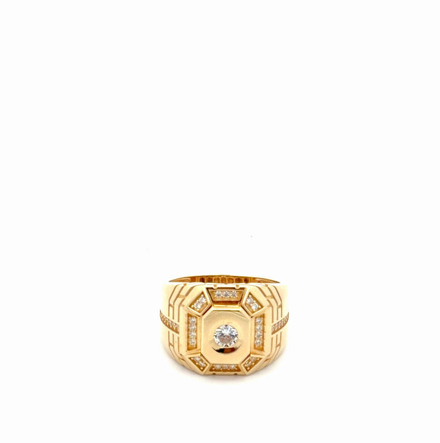 10k Yellow Gold Men's Fancy Ring With Cz Size 11