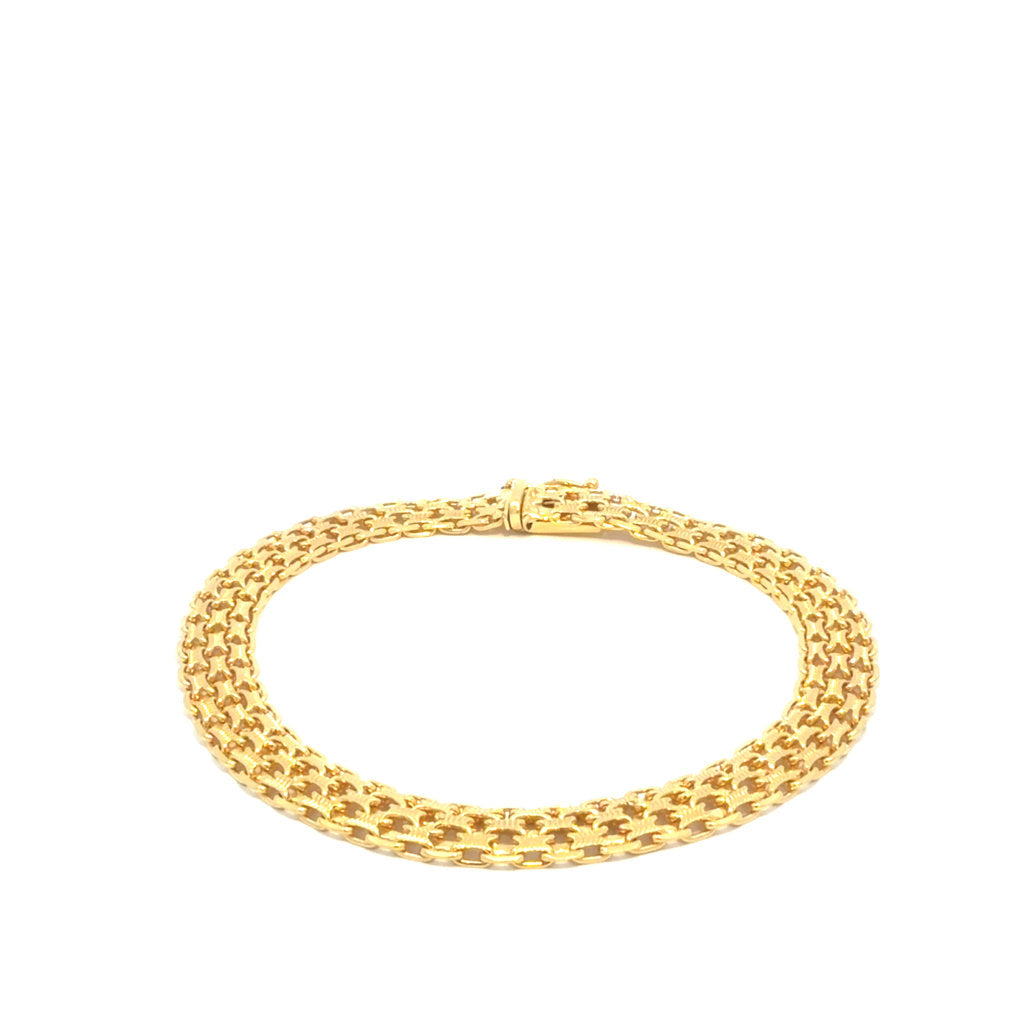 14K Yellow Gold Bismarck Bracelet Size 8" Weight 12.1GR