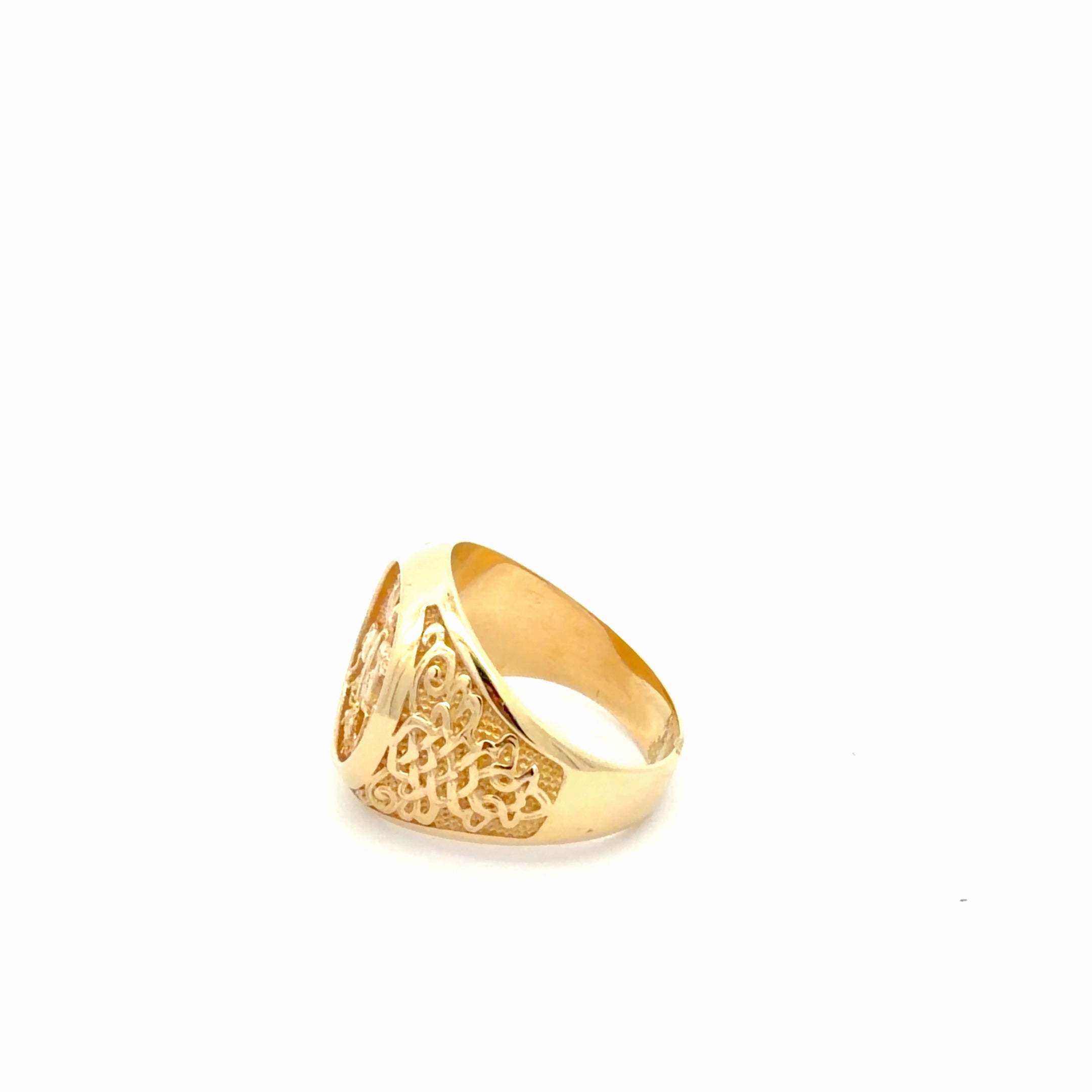 14k Yellow Gold George & Dragon Men's Ring Size 10 Weight 11.2 gr