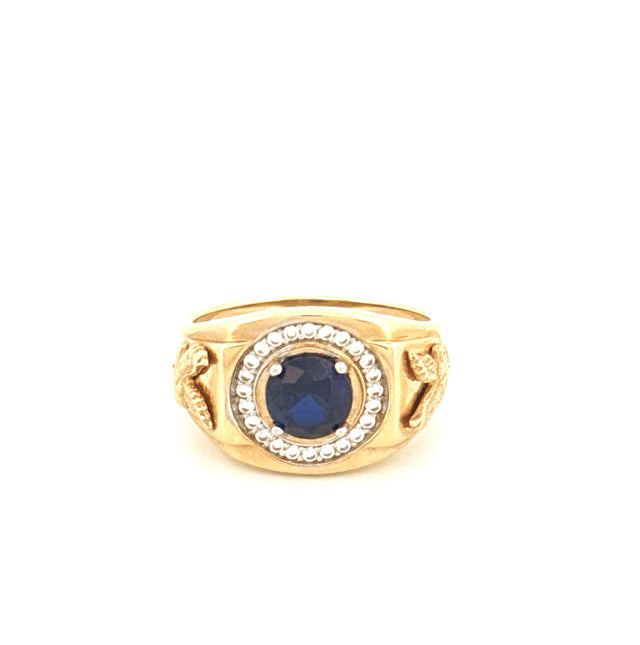 Anillo para hombre de oro amarillo de 14k con circonitas cúbicas, talla 10, peso 6.8 gr