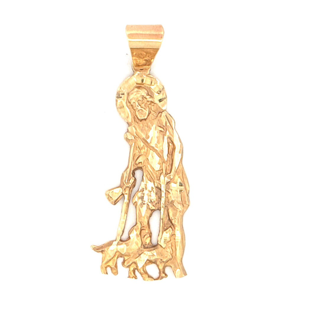 14K Yellow Saint Lazarus Pendant With Cz Weight 9.9 gr