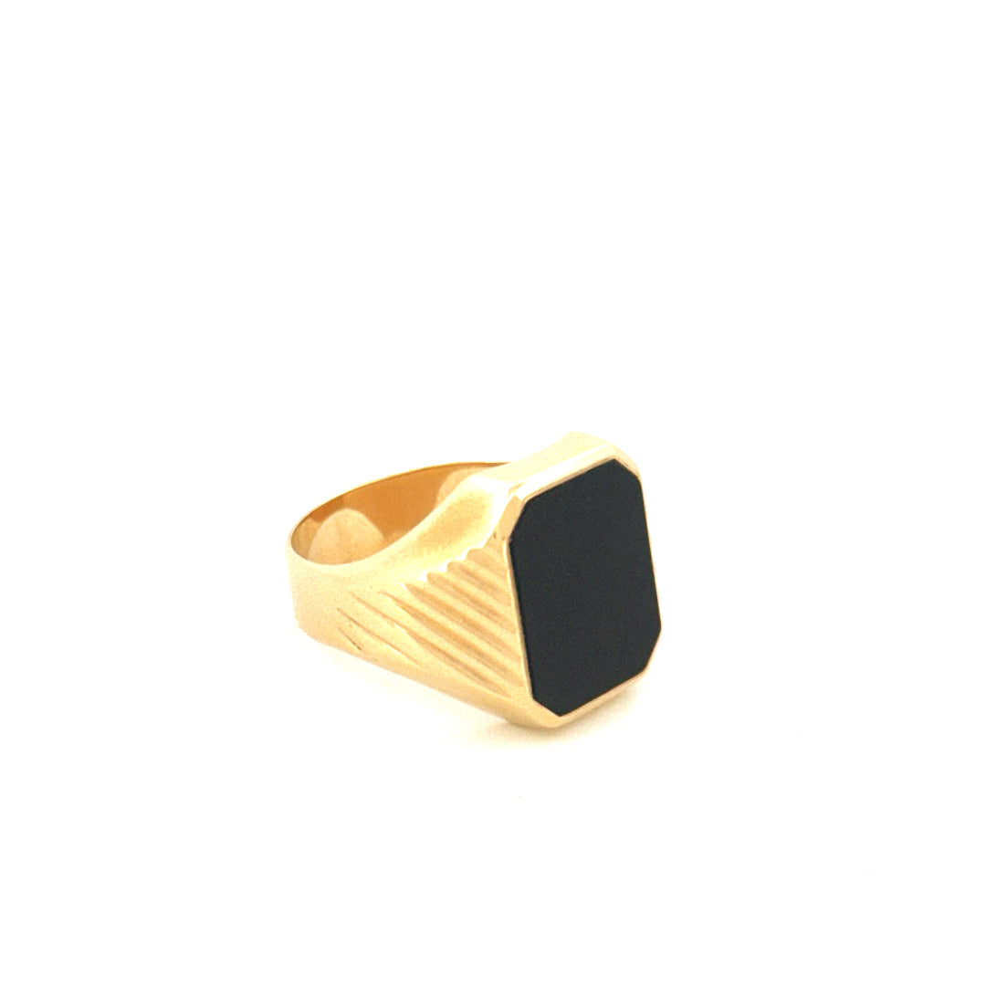 Anillo para hombre de oro amarillo de 14k con ónix negro, talla 10, peso 7.0 gr