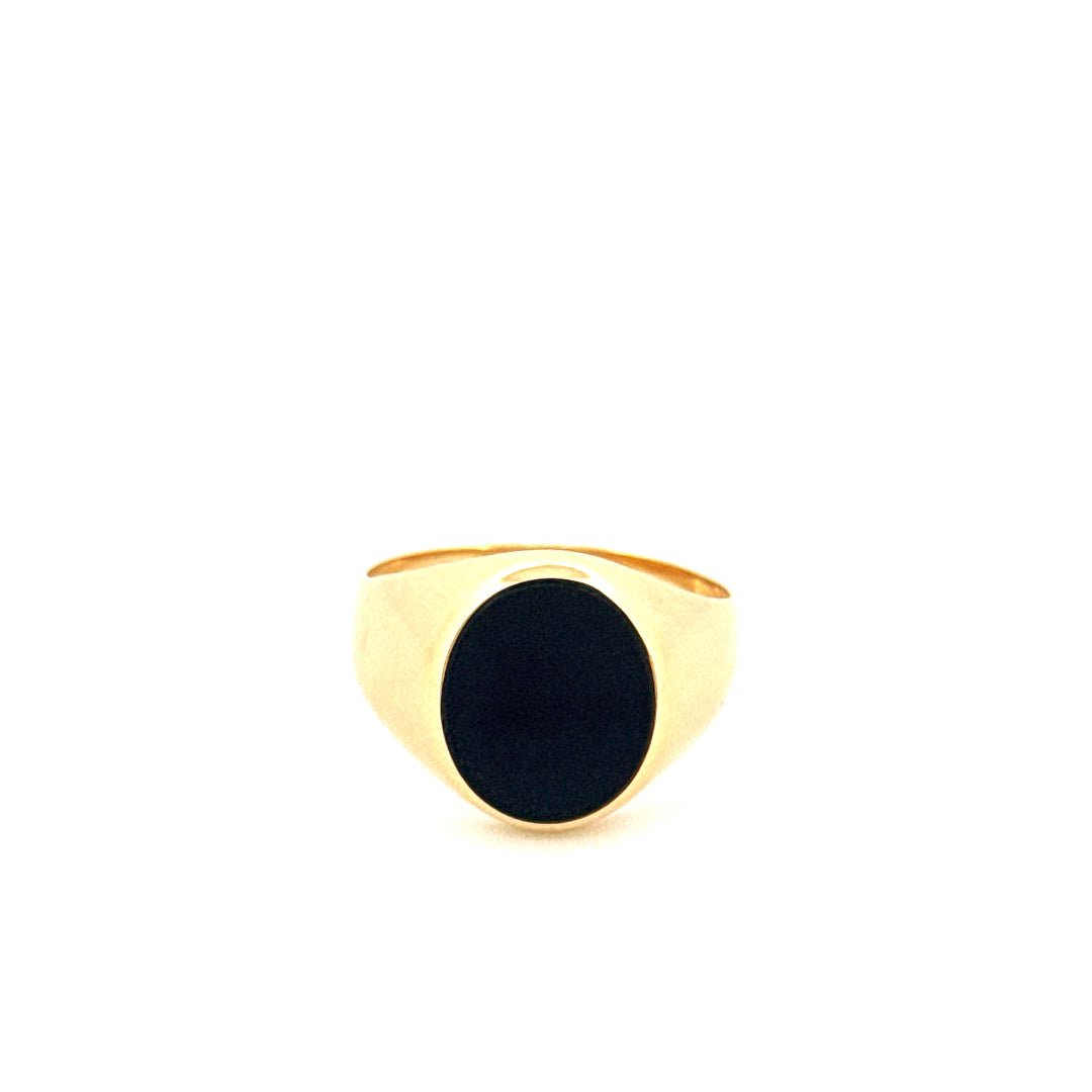 Anillo de oro amarillo de 14k con ónix negro para hombre, talla 8, peso 4.0 gr