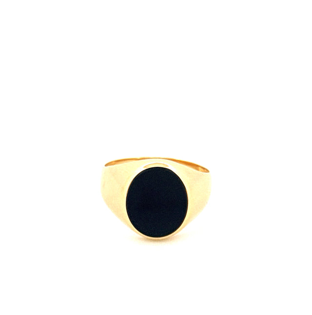 Anillo de oro amarillo de 14k con ónix negro para hombre, talla 8, peso 4.0 gr