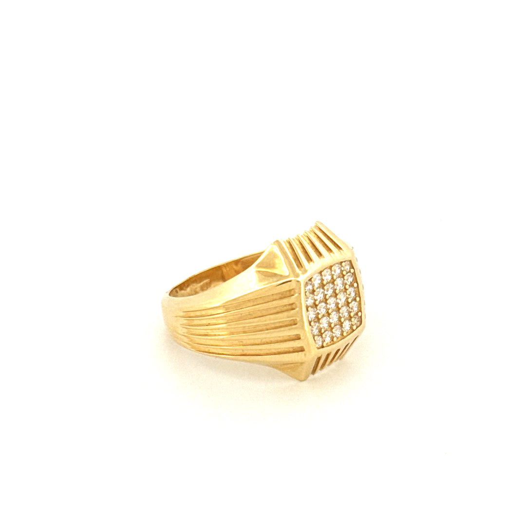 Anillo de oro amarillo de 14k para hombre con circonita cúbica, talla 11, peso 6,5 gr