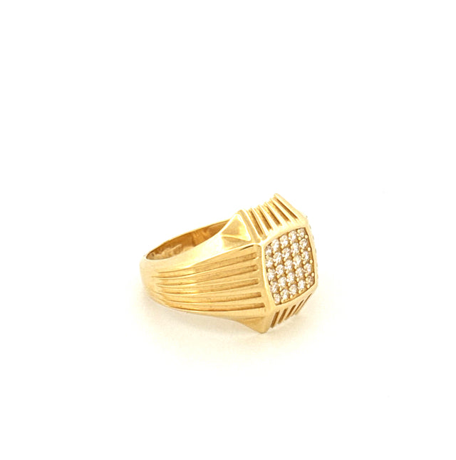 Anillo de oro amarillo de 14k para hombre con circonita cúbica, talla 11, peso 6,5 gr