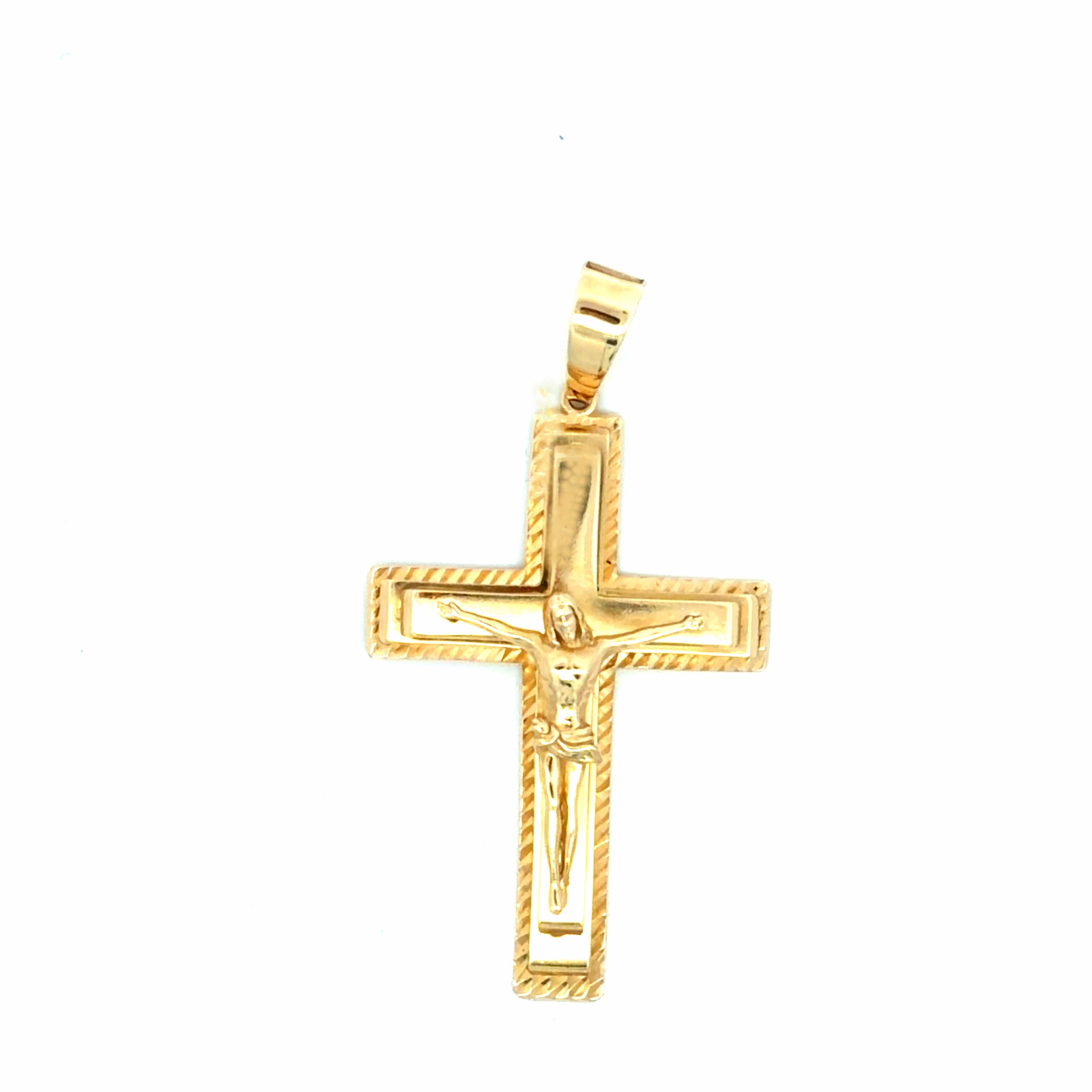 14k Yellow Gold Crucifix Pendant With Diamond Cut Weight 12.5 gr