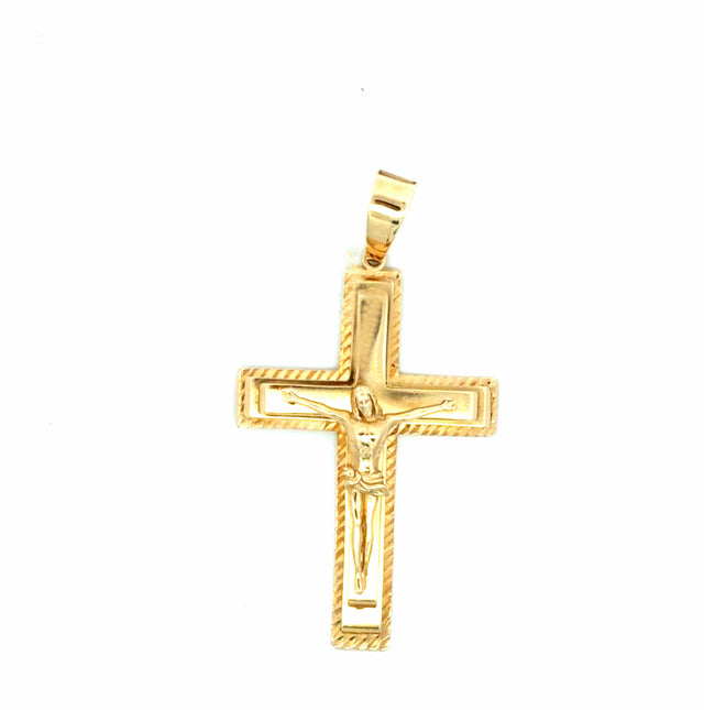14k Yellow Gold Crucifix Pendant With Diamond Cut Weight 12.5 gr
