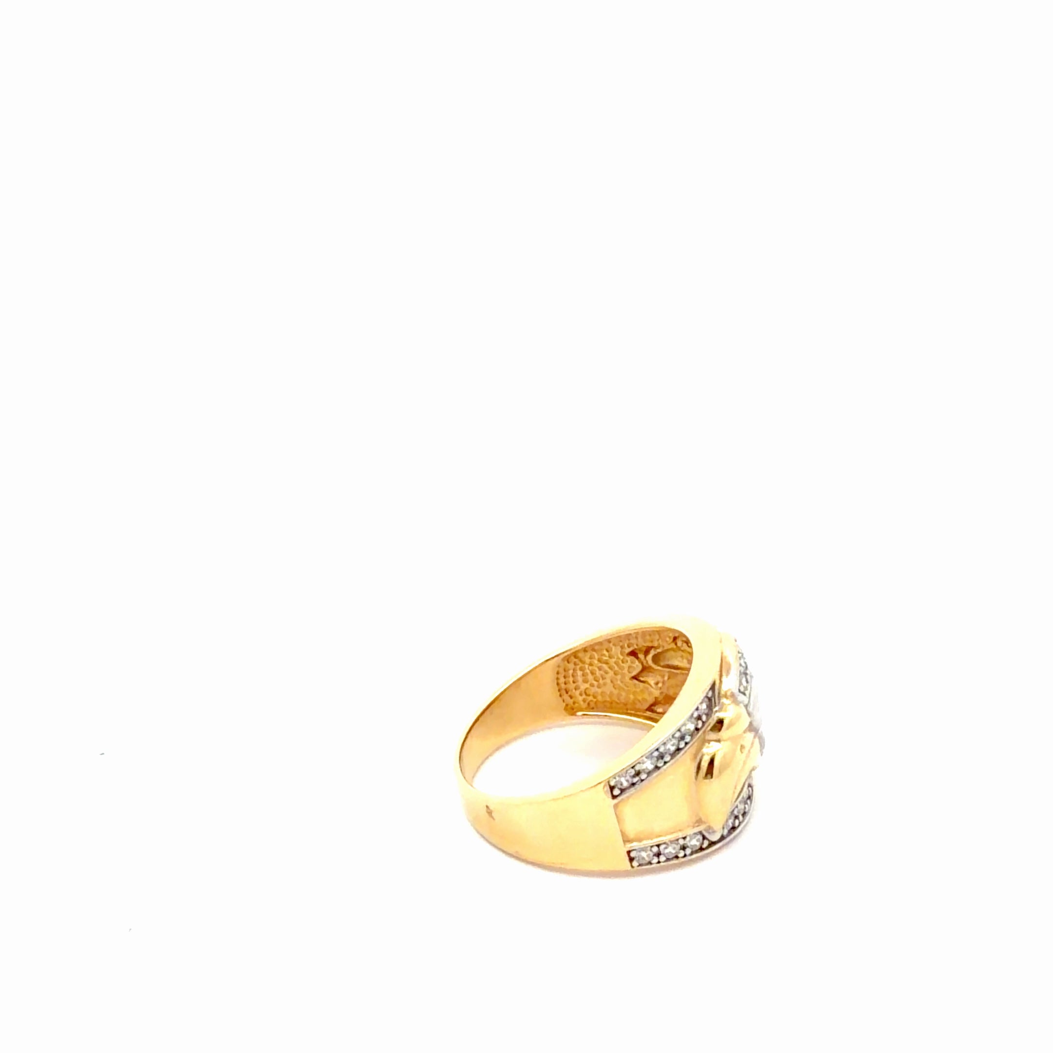 14k Tricolor Gold Men's Eagle Ring With Cz Size 10 Weight 8 gr