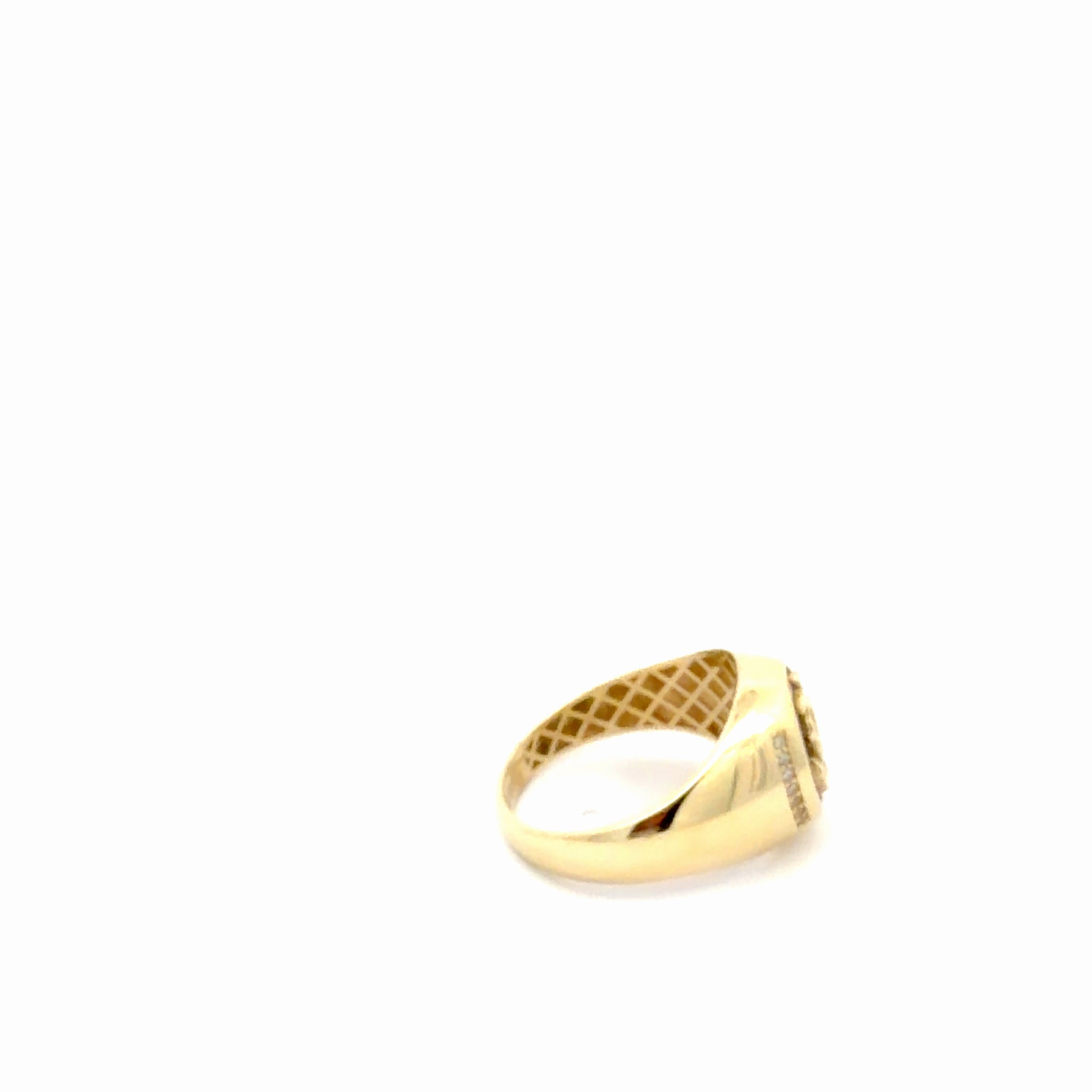 14k Yellow Gold Men's Onyx Anchor Ring With Cz Size 9.5 Weight 5.1gr