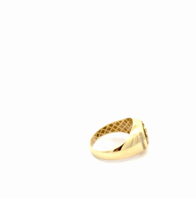 14k Yellow Gold Men's Onyx Anchor Ring With Cz Size 9.5 Weight 5.1gr