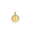 14k Tri-Color Gold Sacred Heart of Jesus With CZ and Diamond Cut Weight 4.9 gr