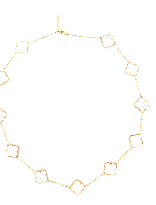 14k Yellow Gold Clover Necklace Size 16'' Weight 11.8GR